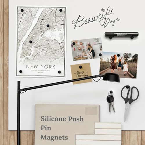 SMARTCOOL-Black-10-Pack-Strong-Silicone-Push-Pin-Magnets-Anti-Scratch-Fridge-Magnets-Small-Push-Pin-Magnets-Magnets-for-Refrigerator-Whiteboard-Kitchen-School