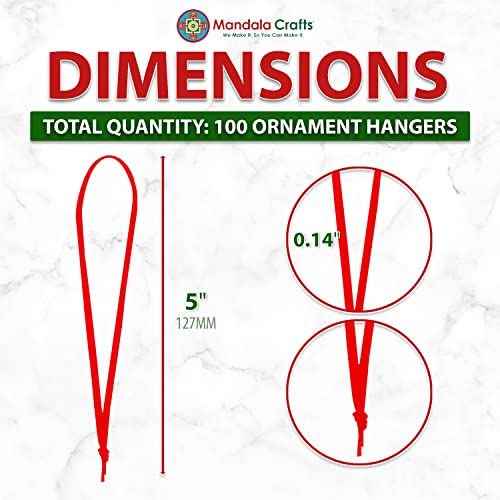 Mandala Crafts 100 Red Hand Tied Christmas Ornament Hangers Ribbon - Christmas Ornament Ribbon For Ornaments - Christmas Tree Decoration Ornament Loops #TOP2