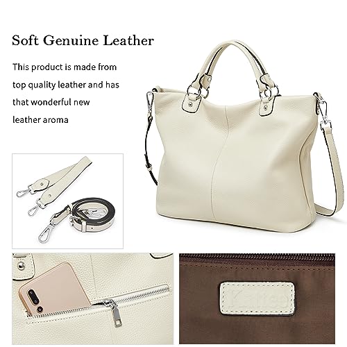 Image of Kattee Women's Soft Genuine Leather Tote Bag, Top Satchel Purses and Handbags