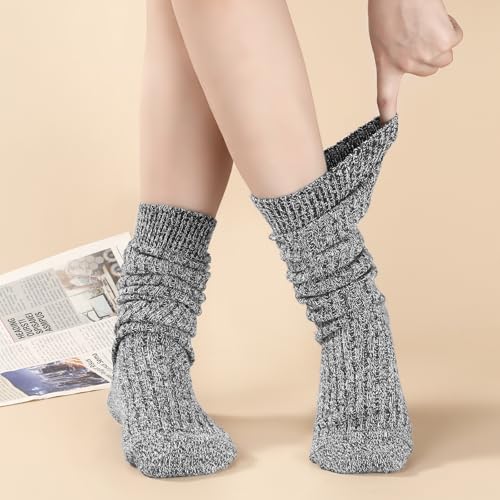 Image of Pleneal Slouchy Socks for Women Long Scrunch Sock Chunky Knit Boot Socks