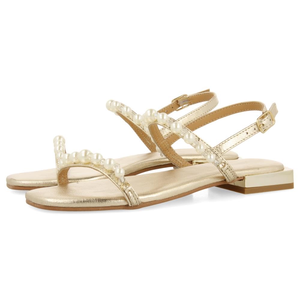 GIOSEPPO Women's Jewel Sandal Flat, Platinum, 3.5 UK