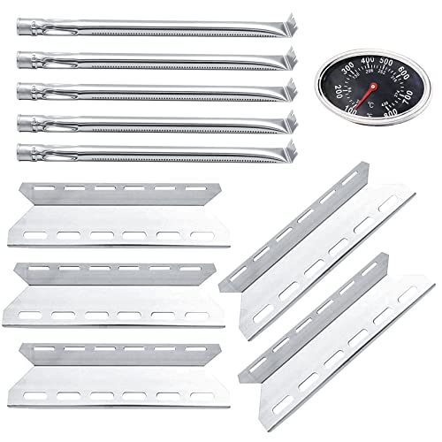 Hisencn Replacement Reapir Kit for Charmglow 720-0234, Nexgrill 720-0033, 720-0234, 720-0289, Kirkland 720-0025 Gas Grill Models, Heat Plate Shield Tent Flame Tamer, Burner Tube and Temp Gauge