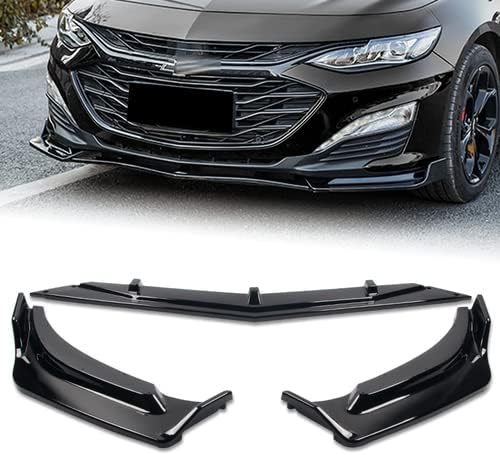 3 Pieces Front Bumper Lip Spoiler Splitter Side Body Kit Trim Protection Compatible with 2019-2021 Chevrolet Malibu, 2020 (Matt Black)