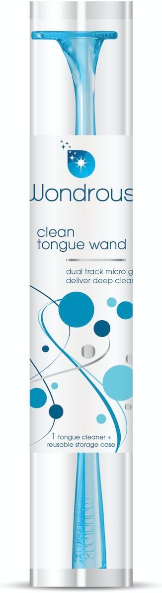 Wondrous Clean Tongue Wand. Tongue Cleaner With Deep Cleaning Micro-Grooves. Bad Breath Odor Eliminator. Made in the USA from Non-Toxic, ED-Free Materials. 2018 Eco-Excellence Award Winner. (1-Pack)