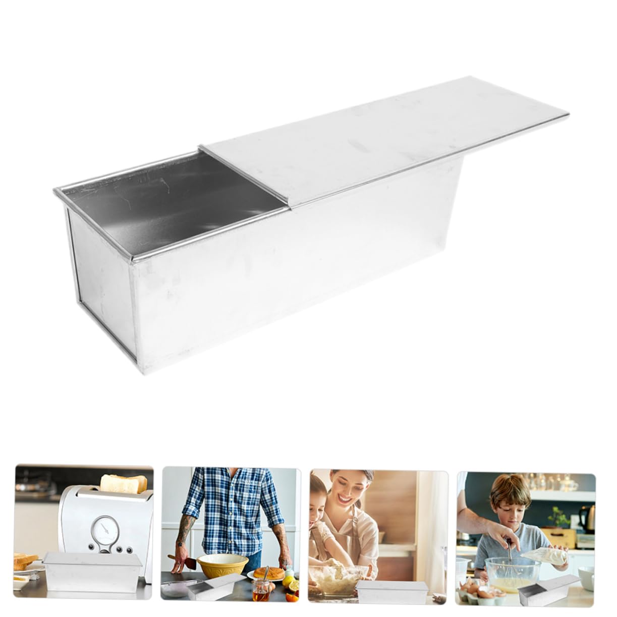 Alipis 4piezas Molde Para Hornear Pan Rectangular Antiadherente Tapa Utensilios De Repostería Para Cocina y Panadería Para Hacer Pan y Tostadas