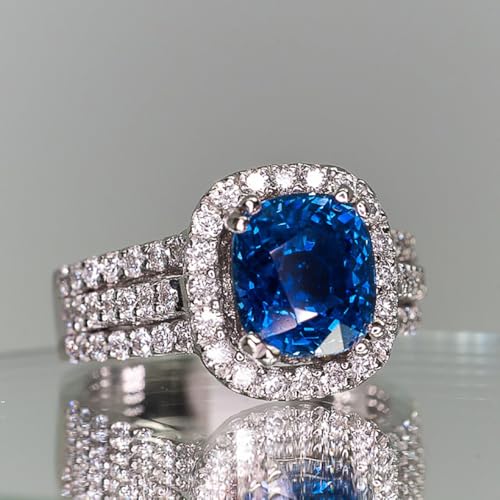 Brilliant Blue Cubic Zirconia Women Rings Luxury Wedding Band Fashion Jewelry