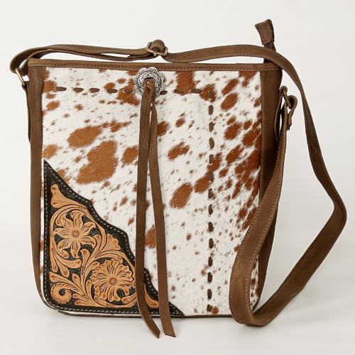 American Darling Cross Body Hand Tooled Hair on-Genuine Leather Western Women Bag Handbag Purse | Crossbody for Cute2