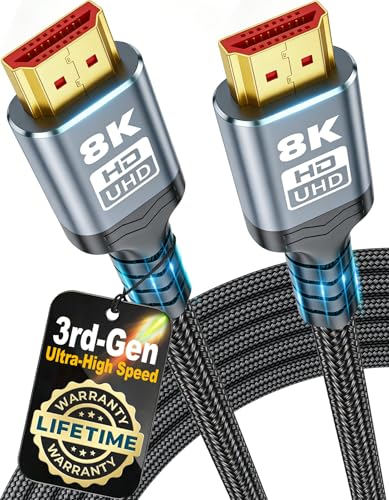 𝟑𝐫𝐝 - 𝐆𝐞𝐧 10K 8K HDMI Cable 2.1, 1.5FT 3.3FT 5FT 6.6FT 10FT 13FT 16FT 20FT 25FT,...