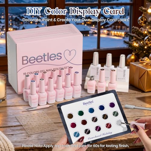 Image of Beetles Gel Nail Polish Set with Cat Eye Colors, Brown Burgundy Green Blue