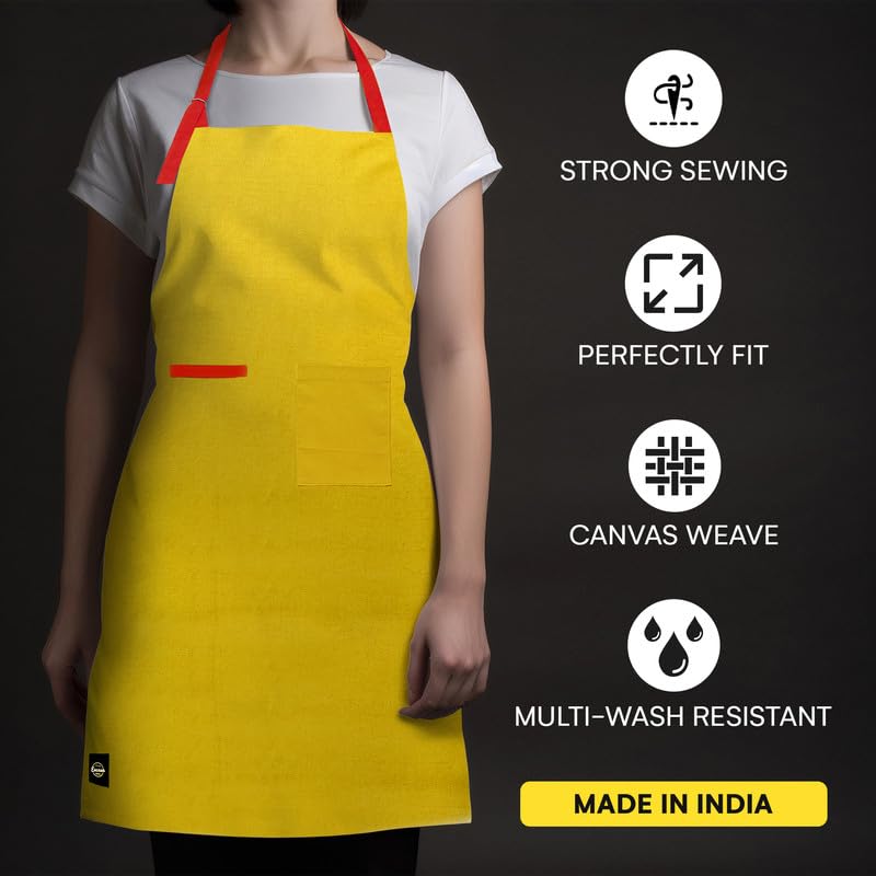 Encasa XO Adjustable Kitchen Cotton Apron With Pockets & Towel Holder Of Size 68x85 cm (Mango) for Men & Women Chefs For Cooking & Baking in Home - Image 4