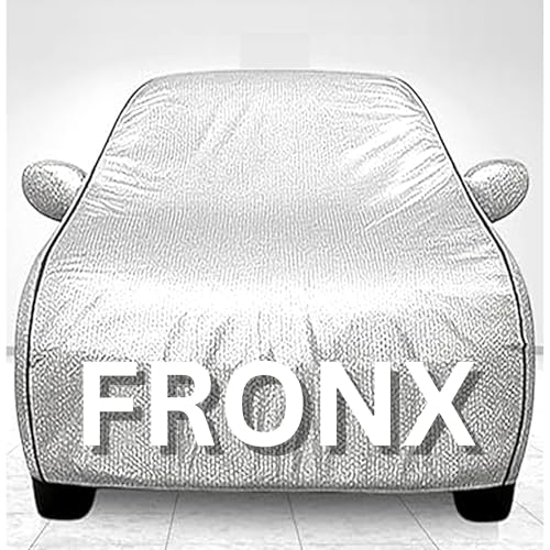 Image of 100% Waterproof Car Cover for Fronx UV Protection, Dustproof, Windproof | Custom Fit with Mirror Pockets, Belt & Buckle | All Weather Outdoor Body Cover (Silver, Fronx)