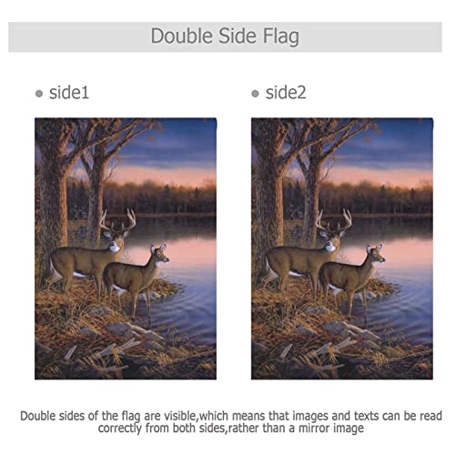 Naanle Fall Autumn Landscape Double Sided Polyester Garden Flag 12 X 18 Inches, Animal Deer In Autumn Forest Decorative Flag For Party Yard Home Decor #TOP3