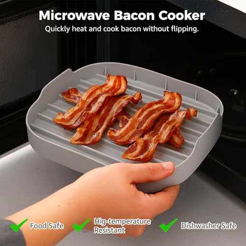 Machine à bacon en silicone à chauffage rapide, moule de cuisson micro-ondes lavable - 3