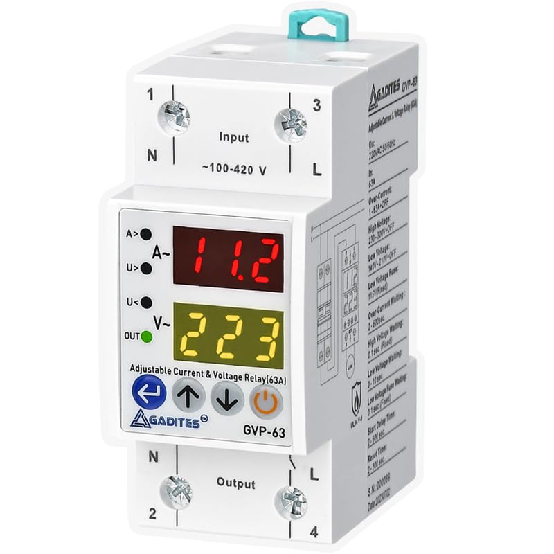AC Voltage Protector For Home Pro Series 2024 Latest Model Automatic Over Voltage Under Voltage Protection Adjustable Display Single Phase Preventer 220V, Main Switch 63 Amp(With Mount)White