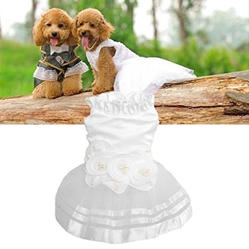XINGLIDA Weißes Hochzeitskleid Für Hunde Und Katzen Braut Hochzeit Party Kostüm Welpen Prinzessinnenkleider Für Kleine Hunde Luxuriöse Hundekleidung