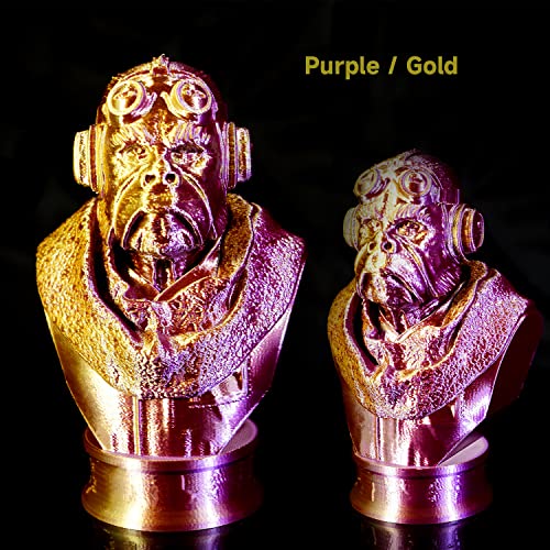 Image of Gratkit Silk Dual Color PLA Filament, 1.75mm, 1KG, Silk PLA Purple & Gold | Bi Color 3D Printer Filament, 2 in 1 Coextrusion PLA, + /-0.03mm, Fit for Most FDM 3D Printers