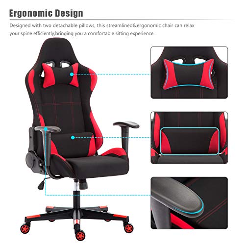 IntimaTe-WM-Heart-Silla-Gaming-Tela-Silla-Gamer-Ergonomica-Silla-con-Respaldo-Alto-Oficina-Silla-Computadora-Giratoria-Altura-Ajustable-y-Mecanismo-de-Inclinacion-Flexible-Rojo