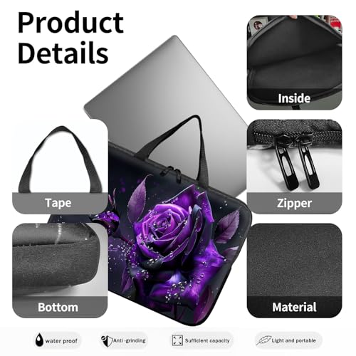 14" 15" Laptop Handle Bag Computer Bag,14.2" 15.4 inch Pouch Holder Notebook Sleeve Cover Compatible for Dell,Lenovo,Toshiba HP, Asus Notebook Messenger Briefcase-Purple Rose4