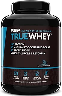 RSP Whey Protein Powder (5LB) - 27G Premium Whey Protein Shake with BCAAs and Glutamine, Post Workout Recovery Protein Supplement, 51 Servings (Chocolate)
