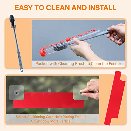 Hugeneroy Hummingbird Feeder Acrylic Horizontal Window Bird Feeder Along With Strong Sticker And Stainless Steel Perch Convenient For Standing Easy To Fill And Clean (1 Tube) #TOP4