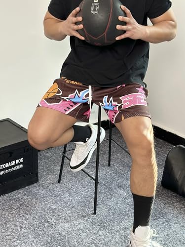 DIOTSR Mens Graphic Basketball Shorts Drawstring Running Workout Shorts Summer Cool Casual Shorts4