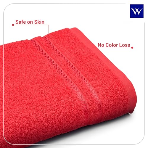 Image of Welspun 100% Cotton Quick Dry Bath Towel | High Absorbency Super Soft, Fast Drying Towels for Bath | 380 GSM Large Size Bath Towel for Men and Women | 70cm X 150cm - Red