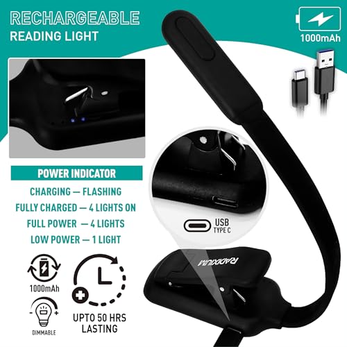 somisgarden Rechargeable Book Light - 9LED Vertical Reading Light w/ 9 Color Temp, Stepless Dimming, 50H Battery, USB-C, Clip & Magnet - Gift for Book Lovers - image 6