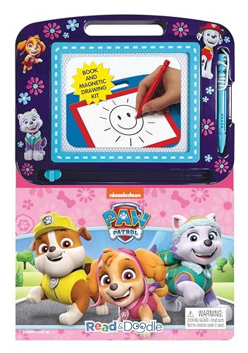 Paw Patrol Read & Doodle - Learning resources for kids, a magnetic drawing pad, an easy-to-use pen, 22-page board book for reading and drawing
