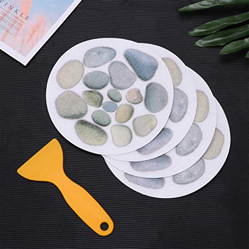 DOITOOL 8PCS Bathtub Stickers Non Slip for Adults or Kids,Colorful Stone Patterns Anti Slip Shower Decals Non Slip Safety Adhesive Shower Appliques with 1 Scraper for Bath Tub and Shower Surfaces