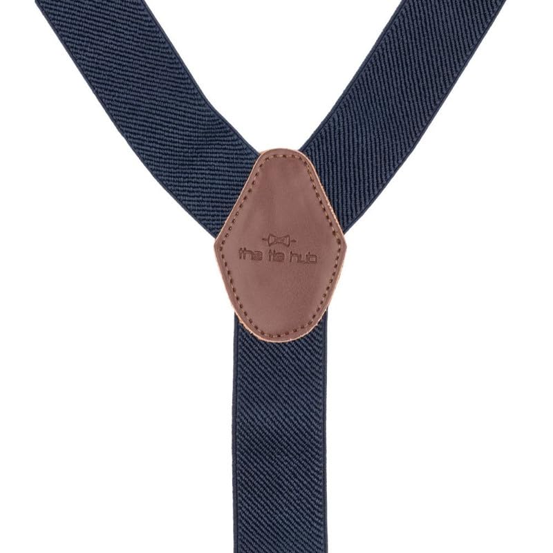 Image of The Tie Hub Button Suspenders for Men | Gentry Button-On Y-Back Elastic Braces | Adjustable 1.25 Inch | Formal Wedding