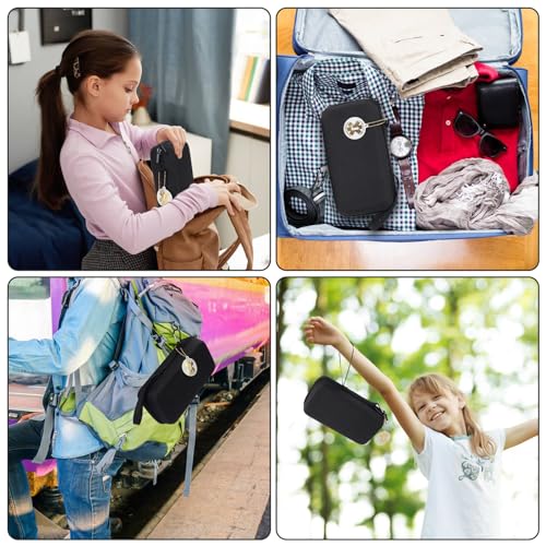 Image of MGZNMTY Travel Carrying Case Compatible with Asthma Inhaler Spacer for Adults and Children, Masks, Inhaler Holder with Asthma Alert Tag and Medical Card, Carabiner (Only Case) (Black)