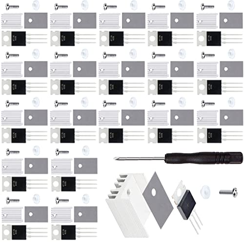 Youmile 20 piezas BT136-600E Tiristor triac, disparador de puerta 4A/600V TO-220AB-Reemplaza BT136 BT136-600 BT136-600D con arandela de tornillo disipador de calor Destornillador de silicona de goma