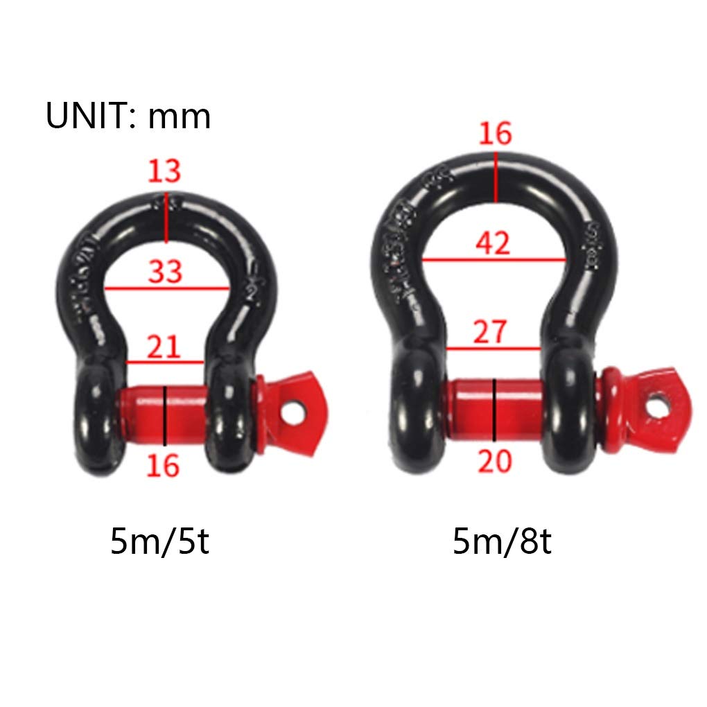 Cinturón de Remolque de 5 Metros, Correa de Remolque para automóvil, Cuerda de Remolque de Servicio Pesado 4x4, para automóvil/vehículo agrícola/SUV, con 2 Ganchos de Seguridad (Size : 5m/5t)