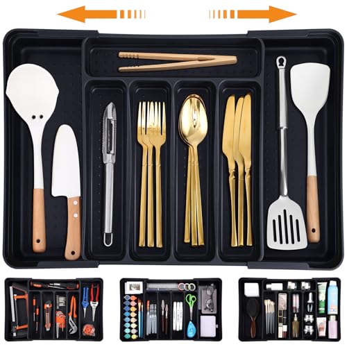 Expandable Silverware Drawer Organizer - Black