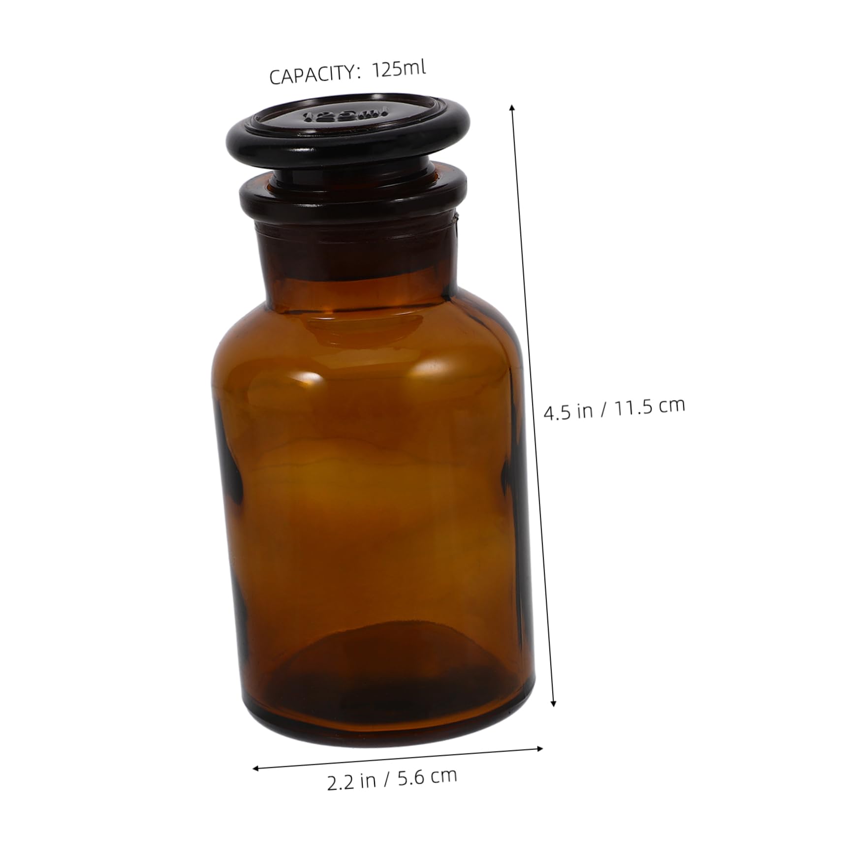 PRETYZOOM Bottle Dropper 125ml Wide Mouth Lab Bottle Uv-protected Glass Storage Jar for Chemicals