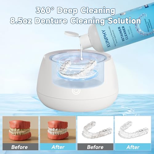 Image of 2 Pack Ultrasonic Retainer Cleaner Solution for Sonic Denture Cleaner-Professional Cleaning of Retainers, Invisible Aligners, Mouth Guards, Night Guards, Remove Odors, Discoloration & Stains 8.5oz