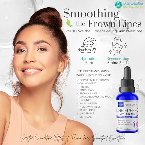 Skin Perfection Syn-AKE Freeze Wrinkles Peptide DIY Anti-Aging Skincare Booster Smooth Firm Vertical Expression Lines Between the Eyebrows the 11's .5 oz