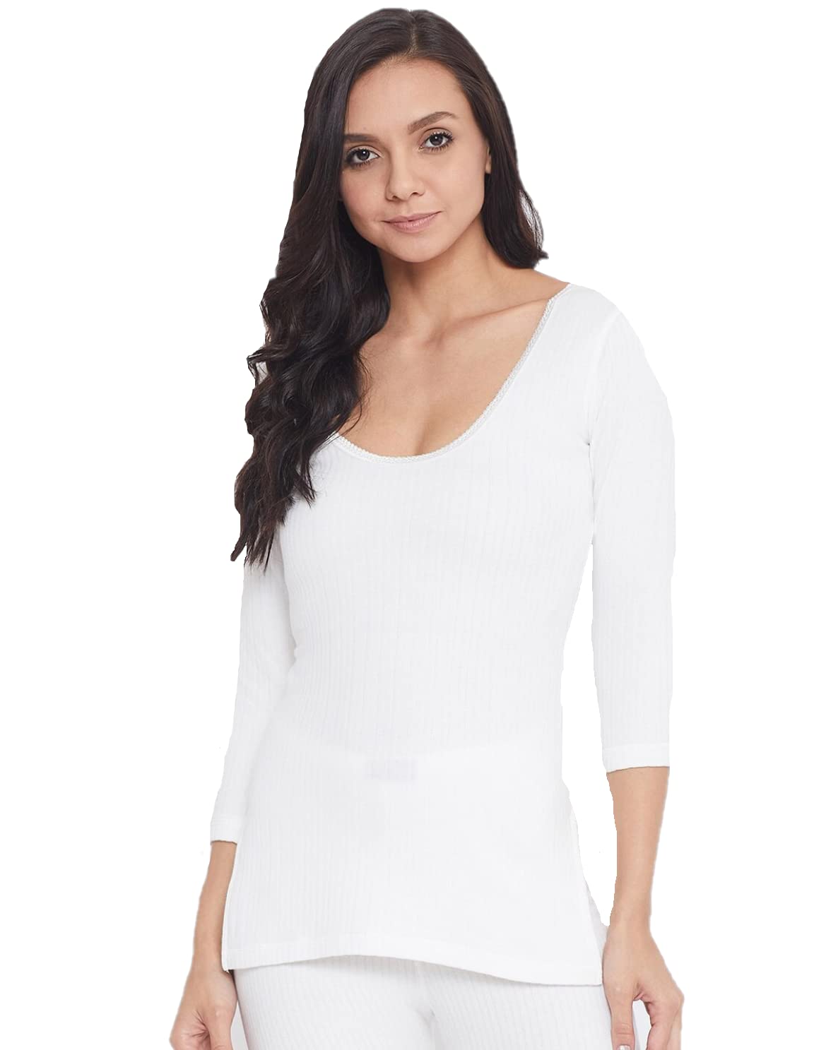 Women (Ladies) 3/4 Sleeve Thermal Top - Cozy and Warm Upper for Fall/Winter Body Warmer in Off- White Color.It is A 1-pc Pack!!-image-36