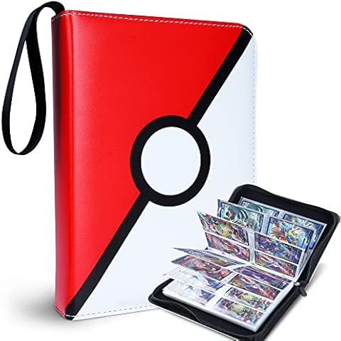 Trading Card Binder, Poke Ball Trading Card Holder, Card Binder 100 Pages, Trading Card Album Holds Up to 400 Cards, Card Folder Waterproof Portable Cards Book for Variety of Standard Size Cards Cover