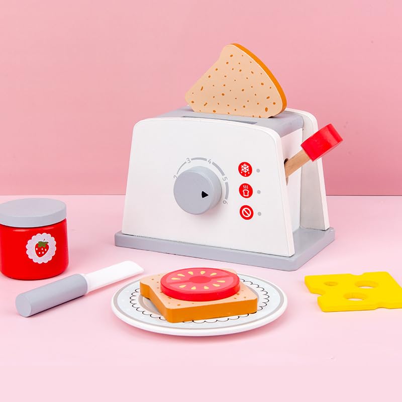 BLiSS HUES Pop Up Toaster Toy Set with Kitchen Accessories, 8 Pc Wooden Playset -Interactive Role Play Toys for Girls and Boys 3+ (B0CGHRSP66) Amazon Price History, Amazon Price Tracker