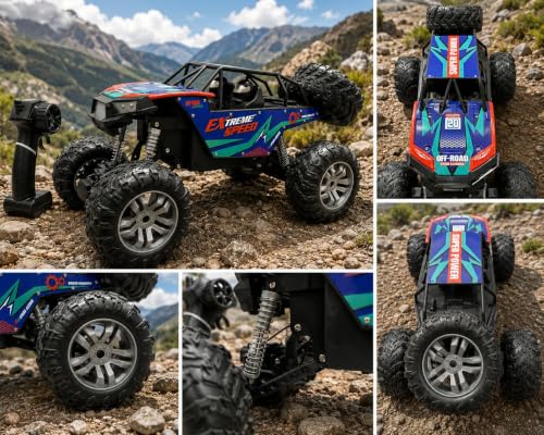 Image of Jack Royal Jumbo Rock Crawler Rc Monster Buggy |1:8 Scale RC Buggy Remote Control Car | Off Road Monster Truck with Realistic Sound | 4WD Rock Crawler 2.4G 100+ Metre Range | Sturdy Metal Body (Red)