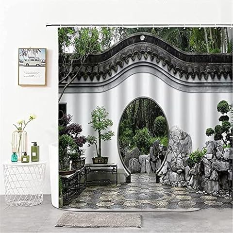 MEKPAM 3D Printing Moon Shape Shower Curtain Cover