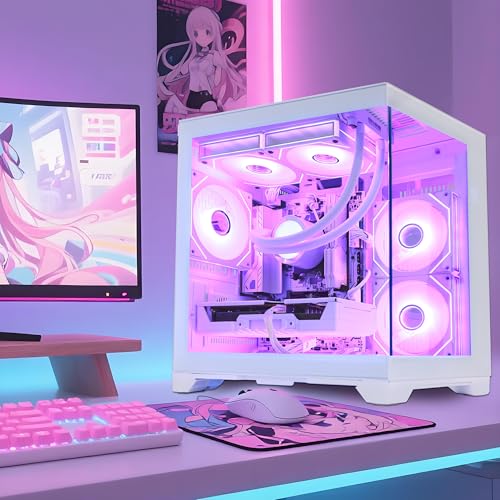 Image of Panorama AI-Optimized Gaming PC Desktop, AMD Ryzen 5 9600X, RTX 5060 8GB, 32GB DDR5 RAM 6000MHz, 1TB PCIe +1TB SATA SSD, 650W PSU, 240mm AIO & 7 ARGB Fans, Windows 11 Prebuilt Tower Computer, White