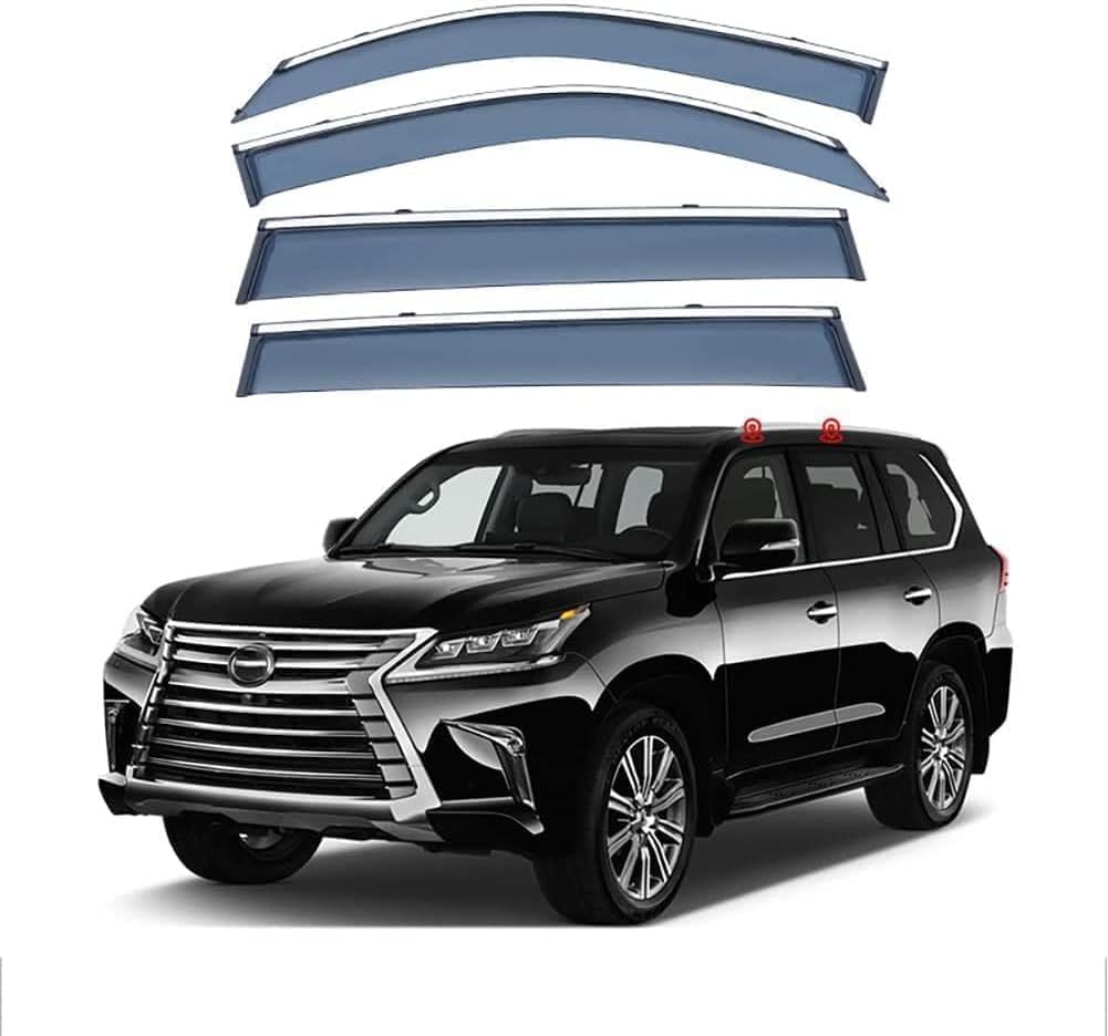 FengXH Window Deflectors for Lexus LX570 J200 2008-2021 - 4pc Smoke Tint, Waterproof, Noise Reducing.
