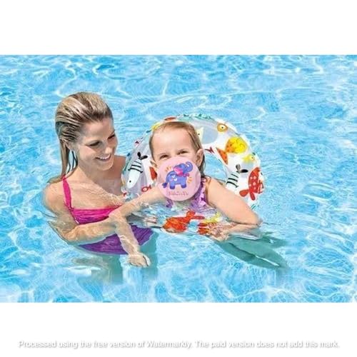 Image of Lively Print 51Cm Inflatable Swimming Rings for Kids & Adults | Blow Up Pool Swim Tube for Swimmers | Round Comfortable Summer Fun Floater for Pool Party, Lake, Beach (Pack of 3)