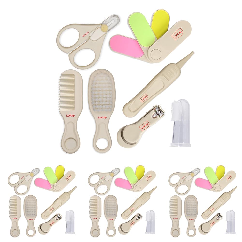 LuvLap 7In1 Baby Grooming Kit, Portable Baby Grooming Kit for New Born Baby, Finger Brush, Hair Brush, Comb, Baby Nail Scissor, Baby Nail Cutter,Tweezer,Nail Filer,Newborn,Infants,Toddlers, White, 0m+-image-7