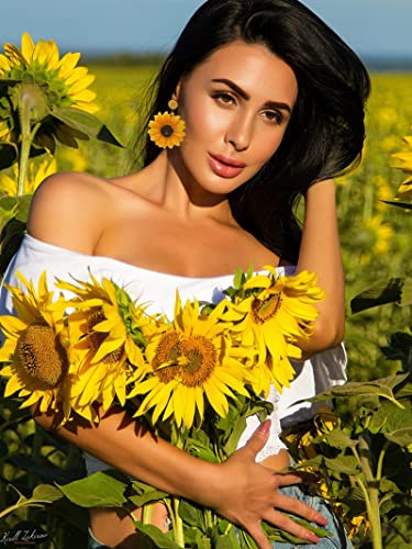 Sunflower Earrings for Women 3D Daisy Flower Dangle Earrings Sunflower Dresses Shirts Accessories Gifts4