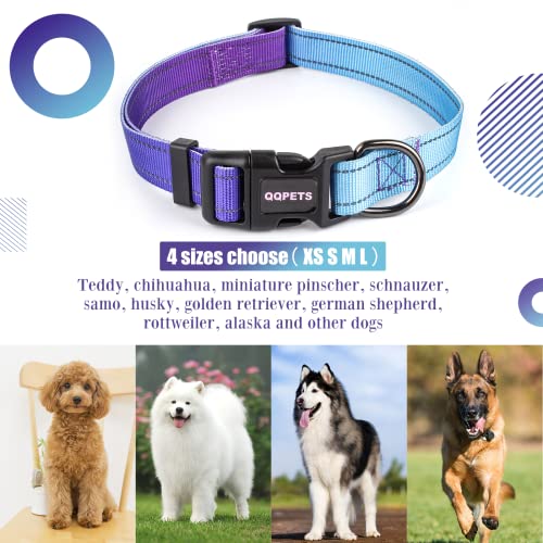 Dog Collar Reflective Nylon: Puppy Small Medium Large For Girl/Boy Pets Adjustable Heavy Duty Comfortable Collar Daily Walking Running (Medium, Blue-Purple) #TOP6