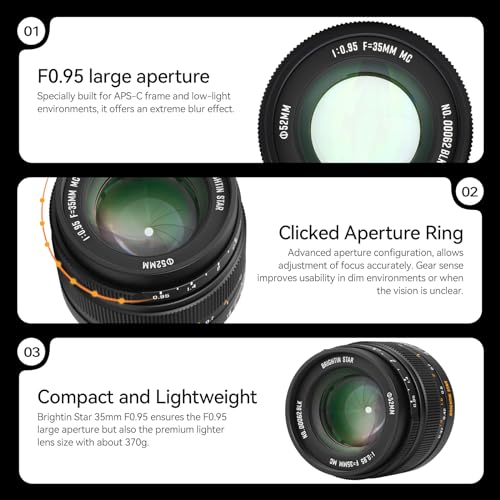 Image of brightin star 35mm F0.95 APS-C Large Aperture Manual Focus Mirrorless Camera Lens, Fit for Canon RF-Mount EOS-RP, EOS-R, EOS-R5, EOS R7, EOS-R6, EOS-R3, EOS-R10,Black