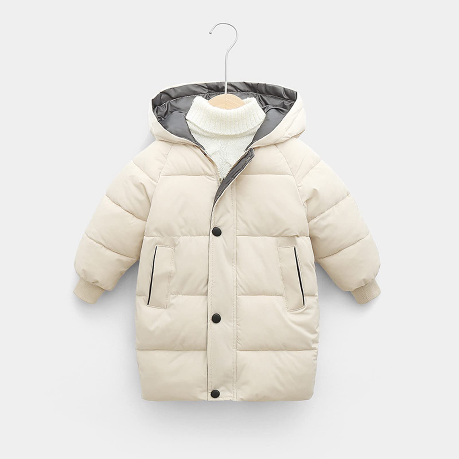 Generisch Traje de nieve para niño 80 niños pequeños suéter abrigo invierno grueso cálido botón con capucha abrigo a prueba de viento chaqueta de moda infantil niños 98